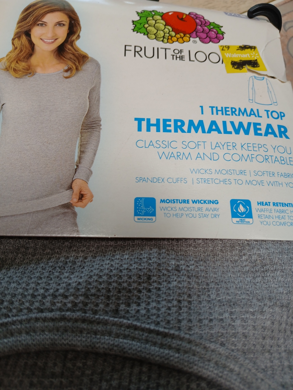 Fruit of the Loom Women's Thermal Top - Light Gray